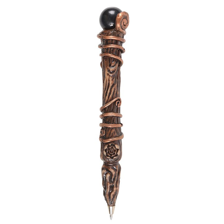 Protection Black Obsidian Crystal Wand Pen.