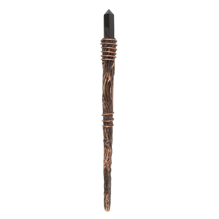Thin Protection Black Obsidian Crystal Wand.