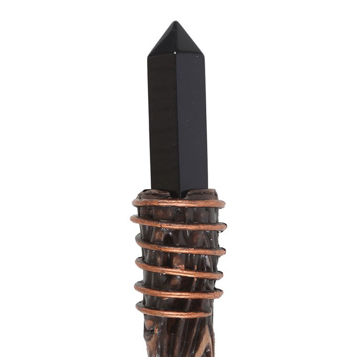 Thin Protection Black Obsidian Crystal Wand.