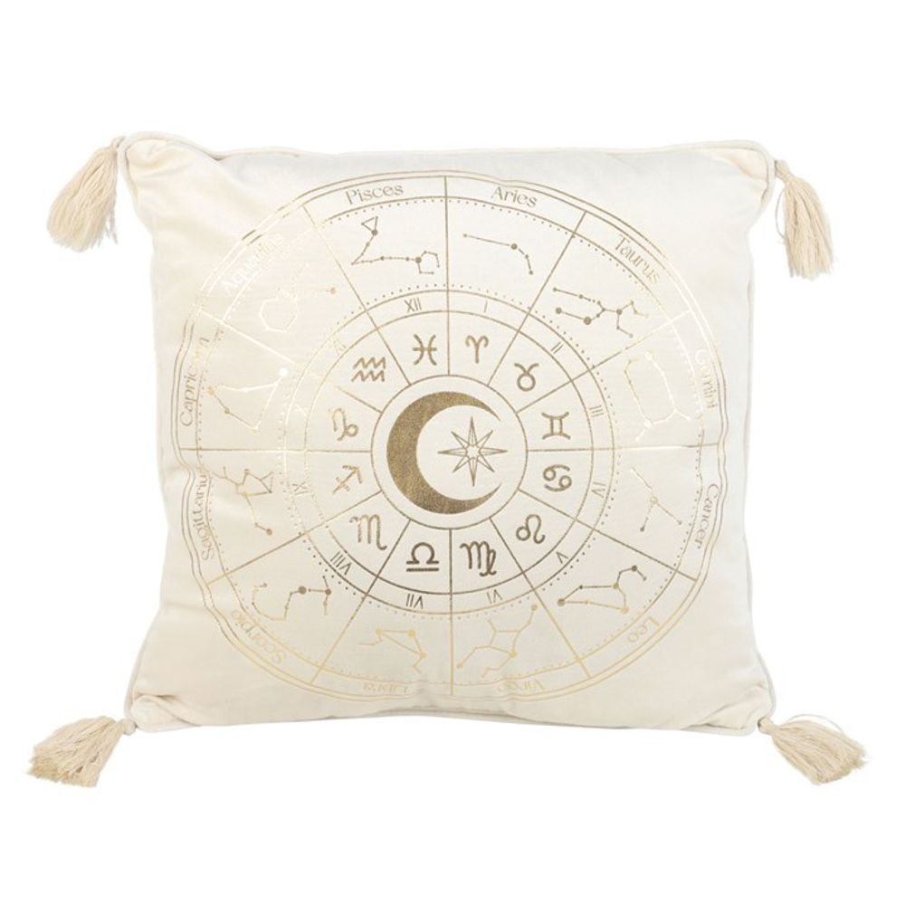 35cm Square Off White Astrology Wheel Cushion.