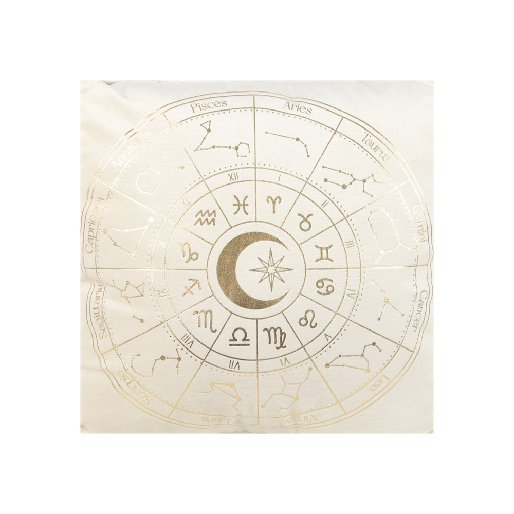 35cm Square Off White Astrology Wheel Cushion.