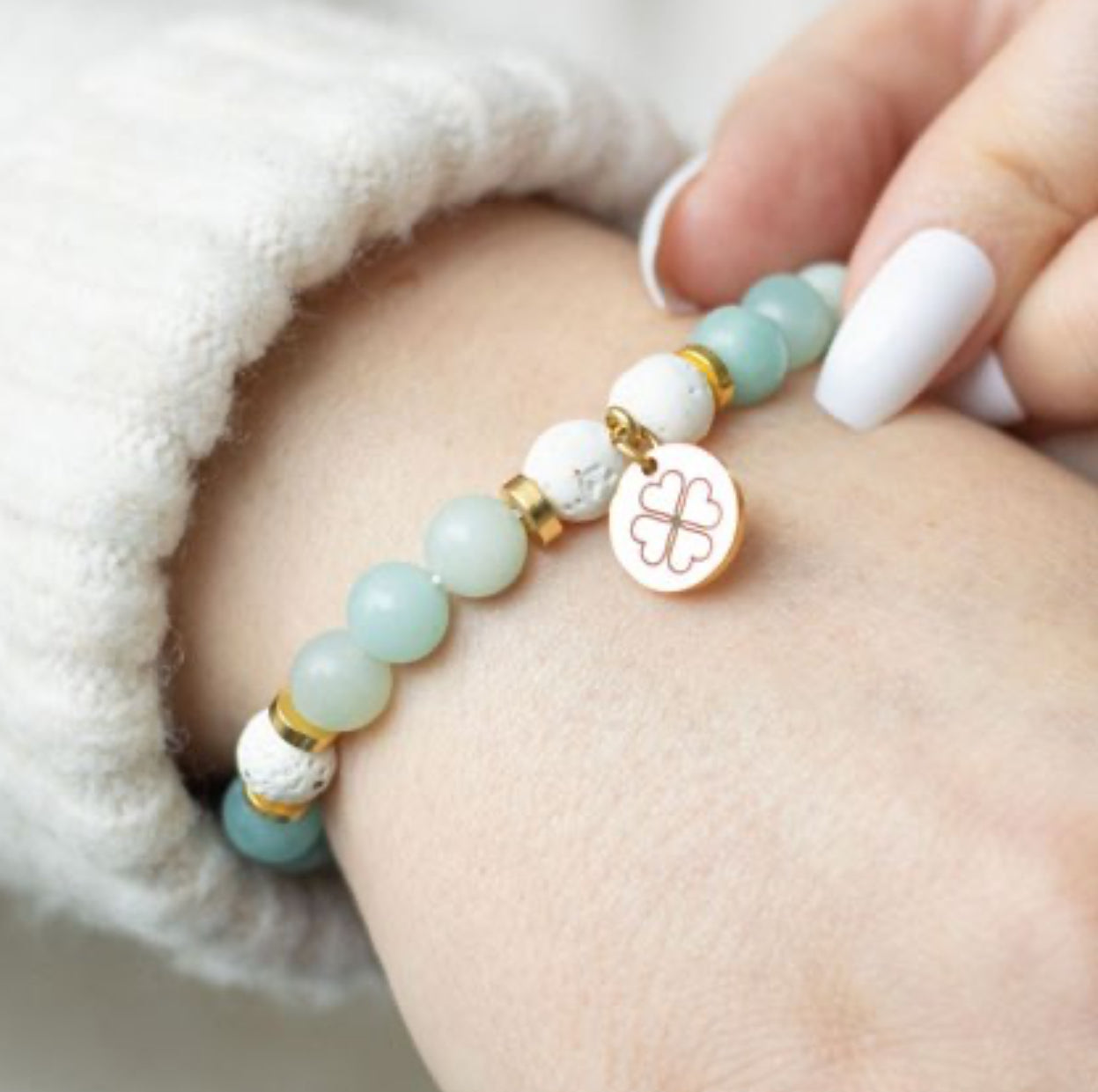 Abundance Amazonite Crystal Essential Oil Bracelet.