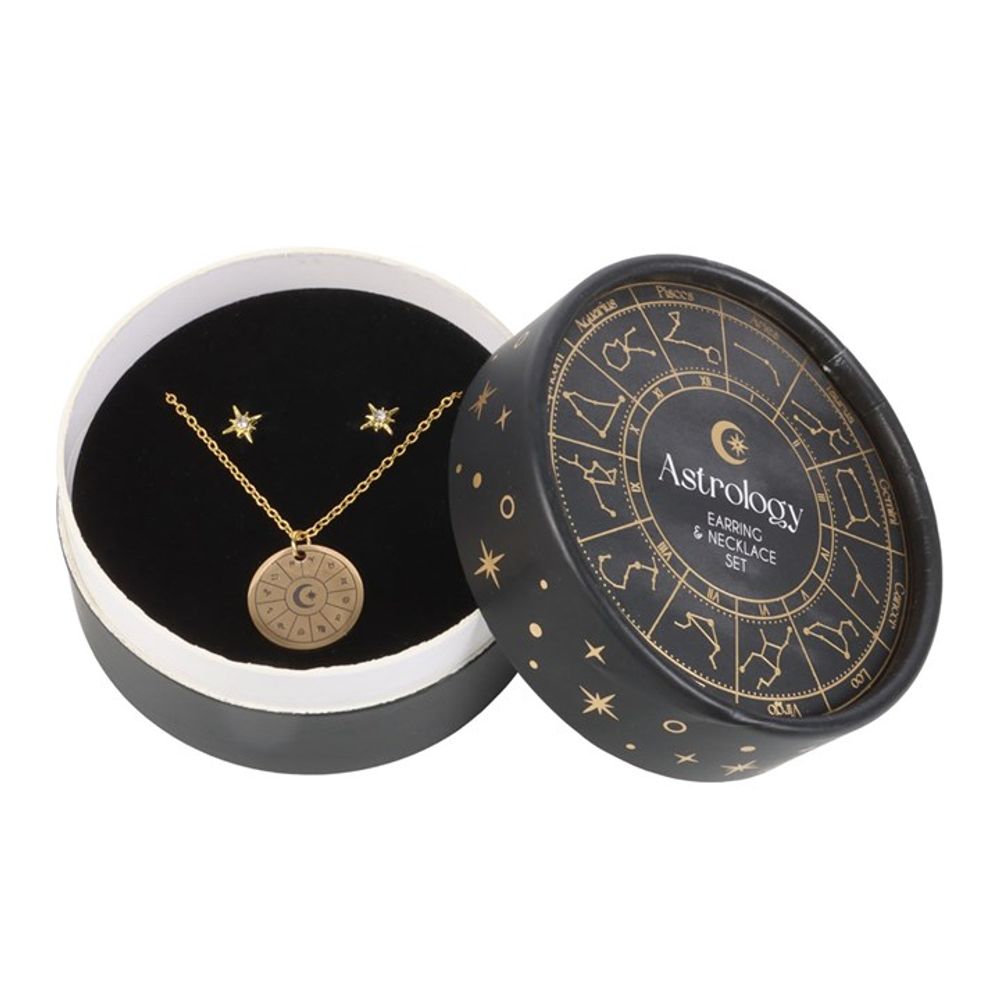 Astrology Wheel Earring and Necklace Set.