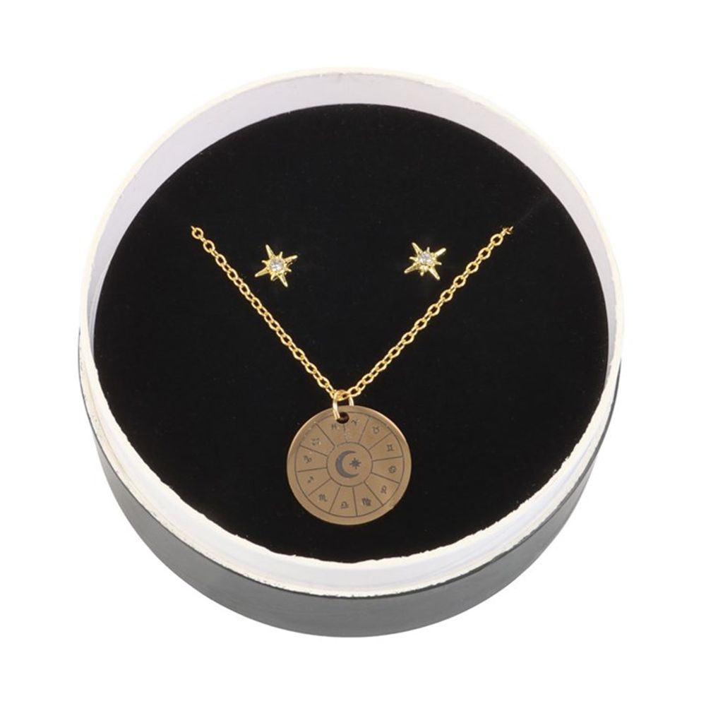 Astrology Wheel Earring and Necklace Set.