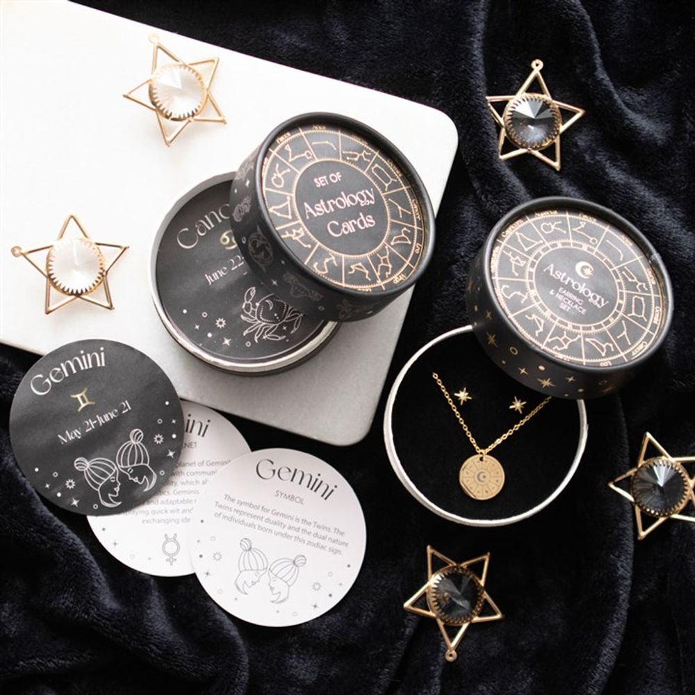 Astrology Wheel Earring and Necklace Set.