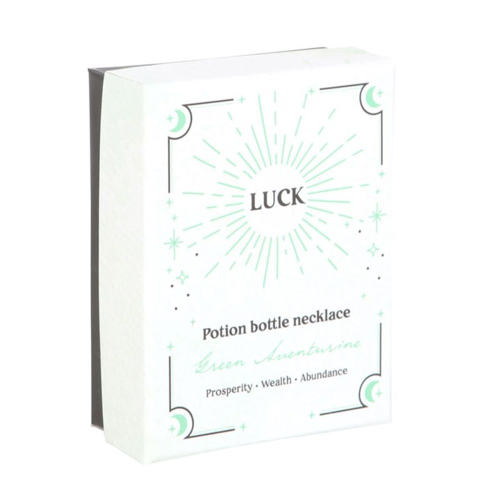 Luck Green Aventurine Crystal Chip Potion Bottle Necklace.