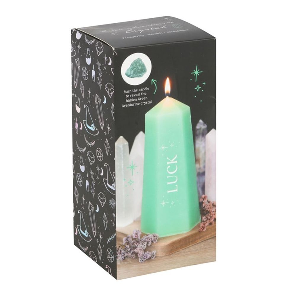 Luck Crystal Candle with Rough Green Aventurine.