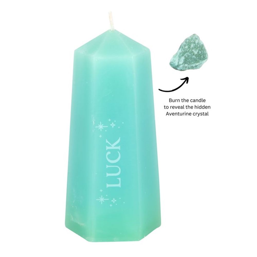 Luck Crystal Candle with Rough Green Aventurine.