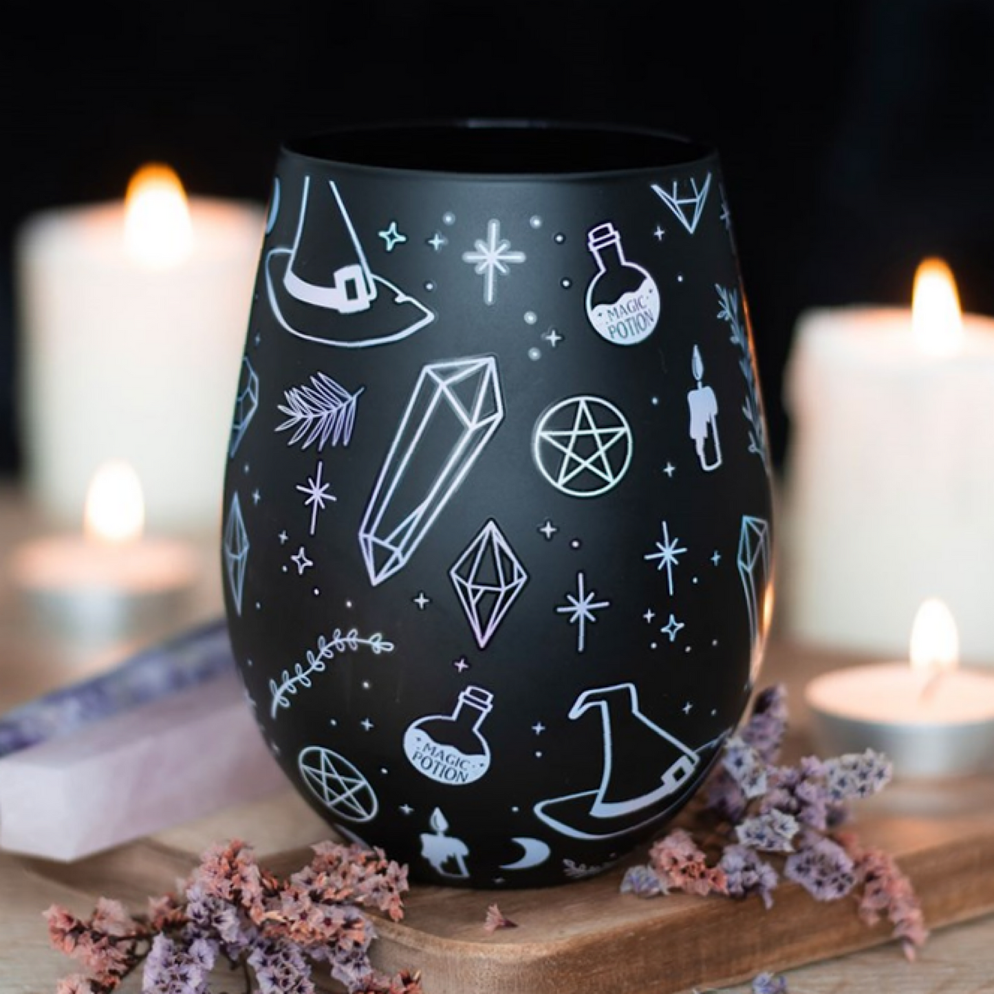 Crystal Witch Print Stemless Glass.