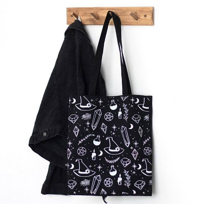Crystal Witch Print Polycotton Tote Bag - Wicked Witcheries