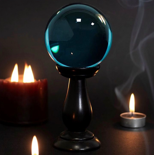Small Teal Crystal Ball on Stand - Wicked Witcheries