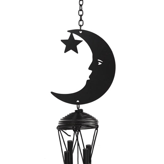 Black Crescent Moon Cutout Windchime - Wicked Witcheries