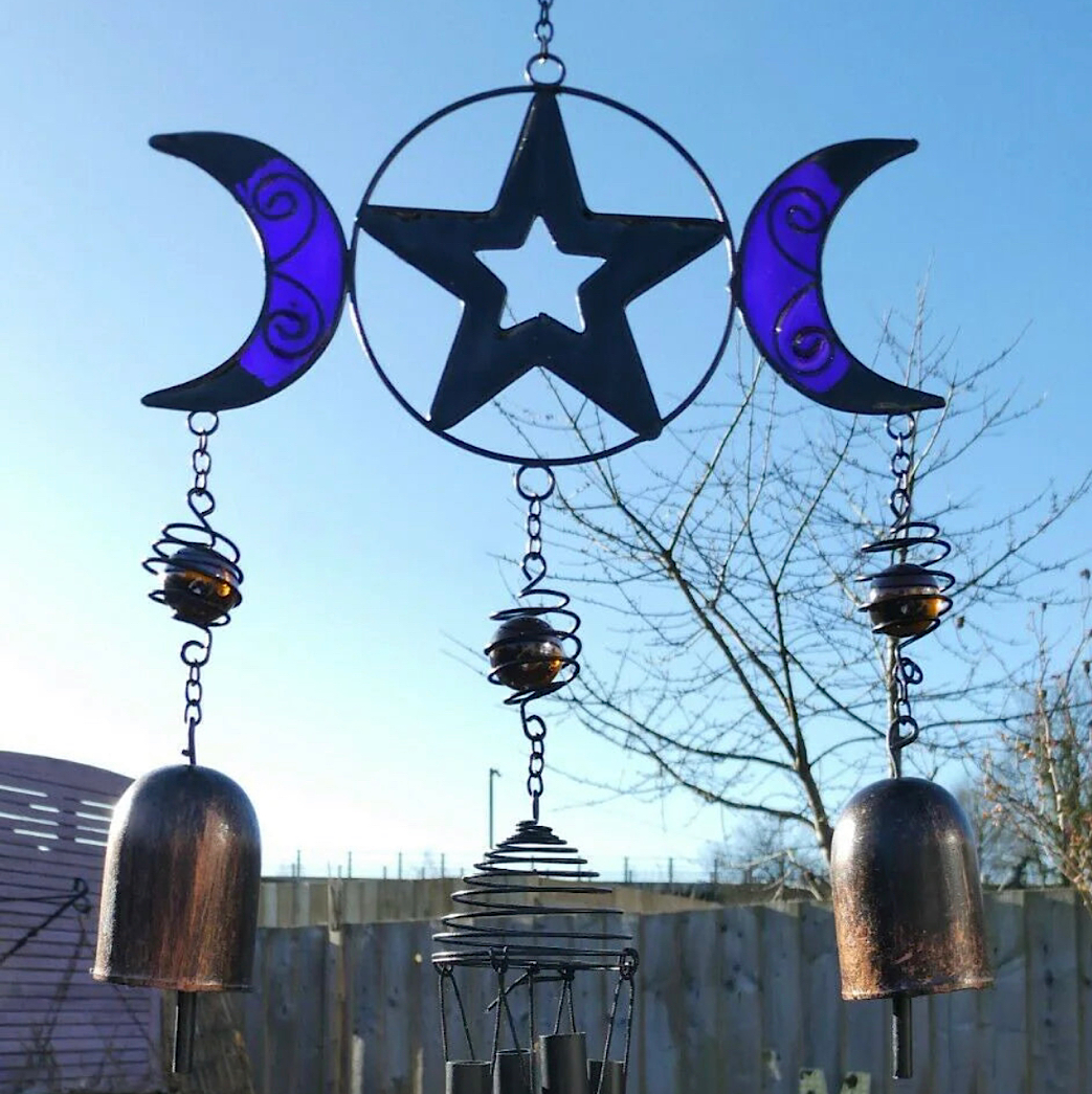 Triple Moon Windchime with Bells - Wicked Witcheries