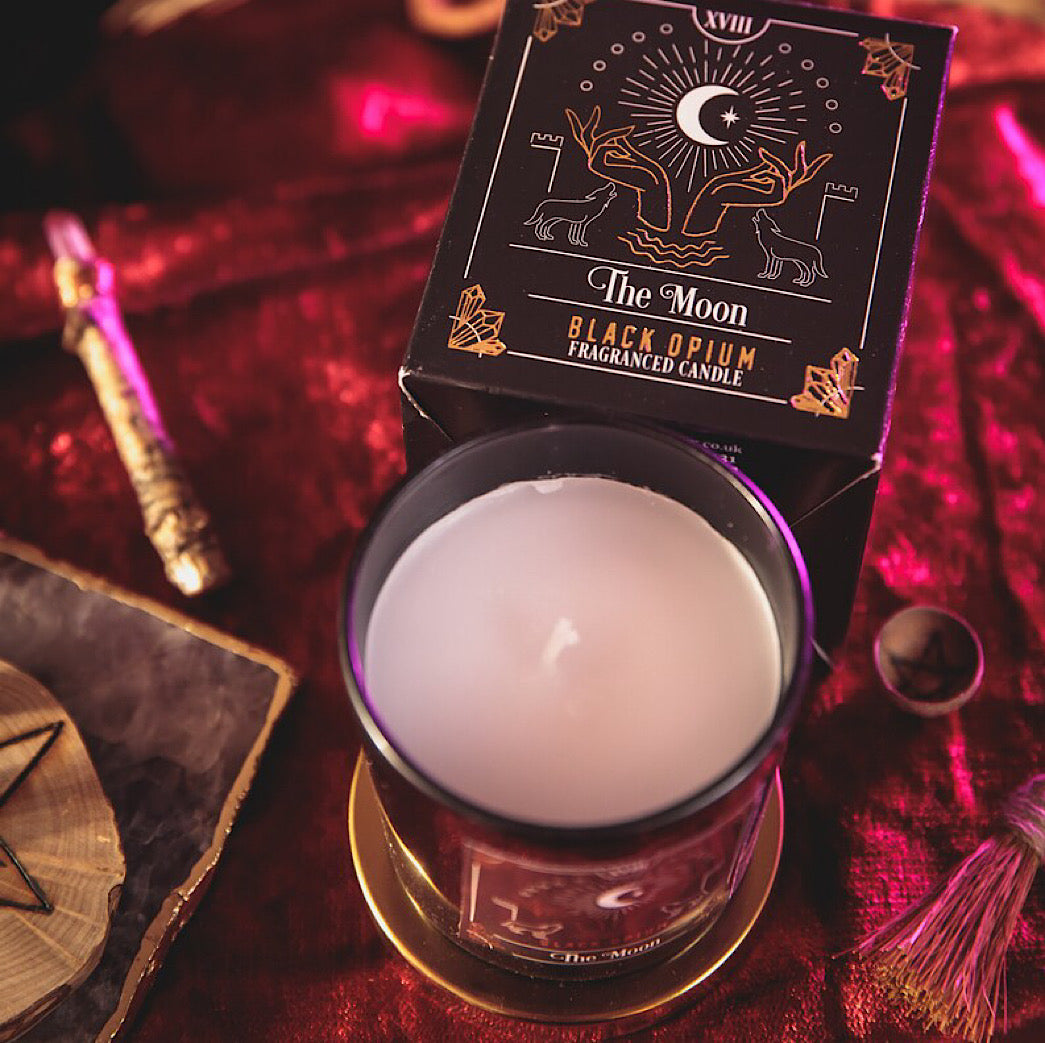The Moon Black Opium Tarot Candle - Wicked Witcheries