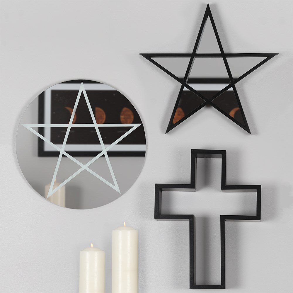 Black Framed Pentagram Mirror - Wicked Witcheries