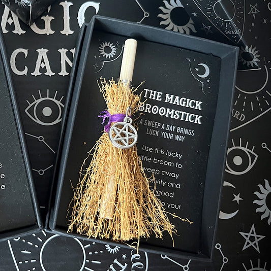Pentagram Mini Magick Broomstick - Wicked Witcheries