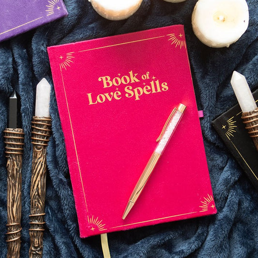 Book of Love Spells Journal with Rose Quartz Crystal Pen.