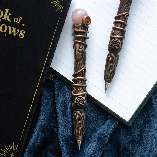 Romance Rose Quartz Crystal Wand Pen.