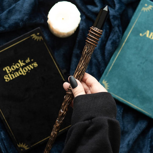 Thin Protection Black Obsidian Crystal Wand.