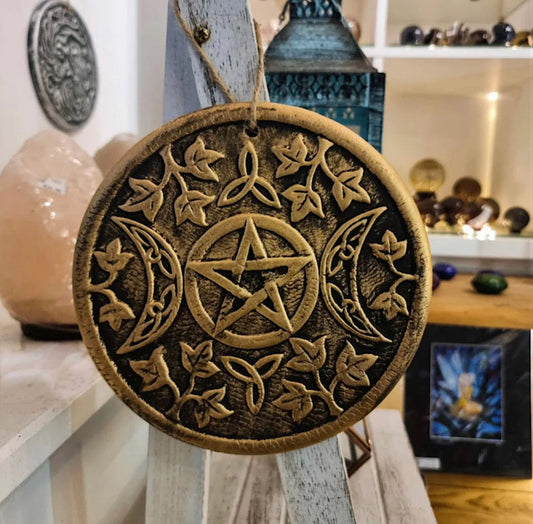 Bronze Terracotta Triple moon plaque.