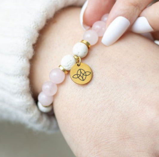 Self Love Rose Quartz Crystal Essential Oil Bracelet.