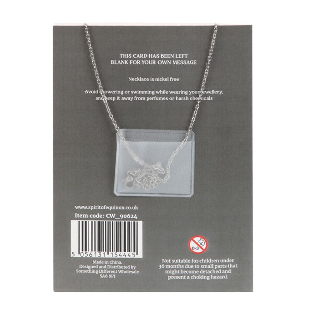 Black Obsidian Crystal Moon Necklace on Greeting Card.