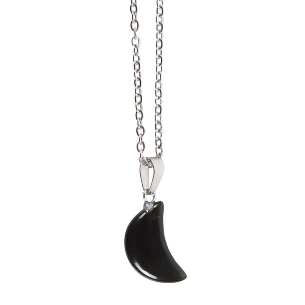 Black Obsidian Crystal Moon Necklace on Greeting Card.