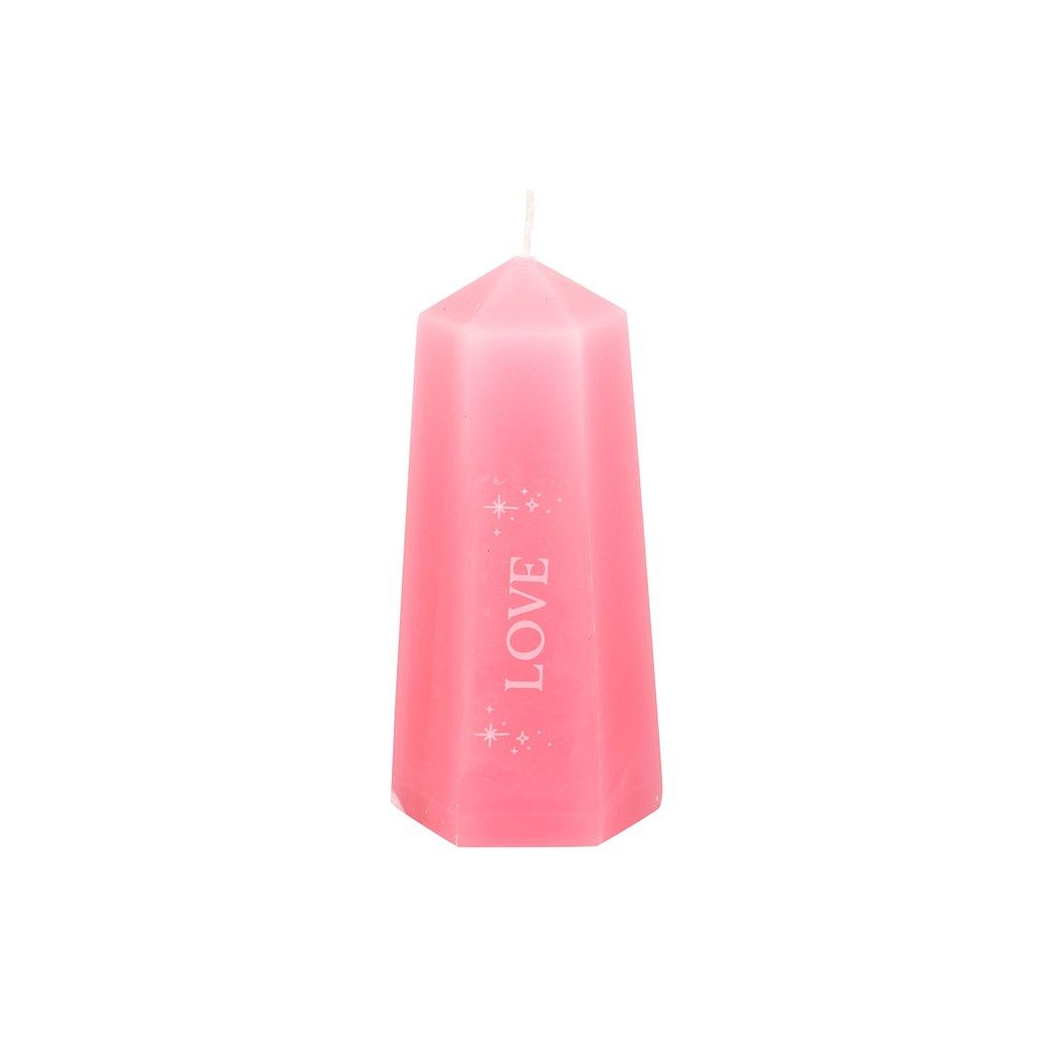 Love Crystal Candle with Rough Rose Quartz.