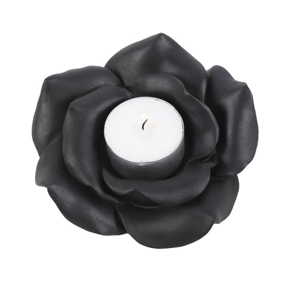 Black Rose Resin Tealight Candle Holder - Wicked Witcheries