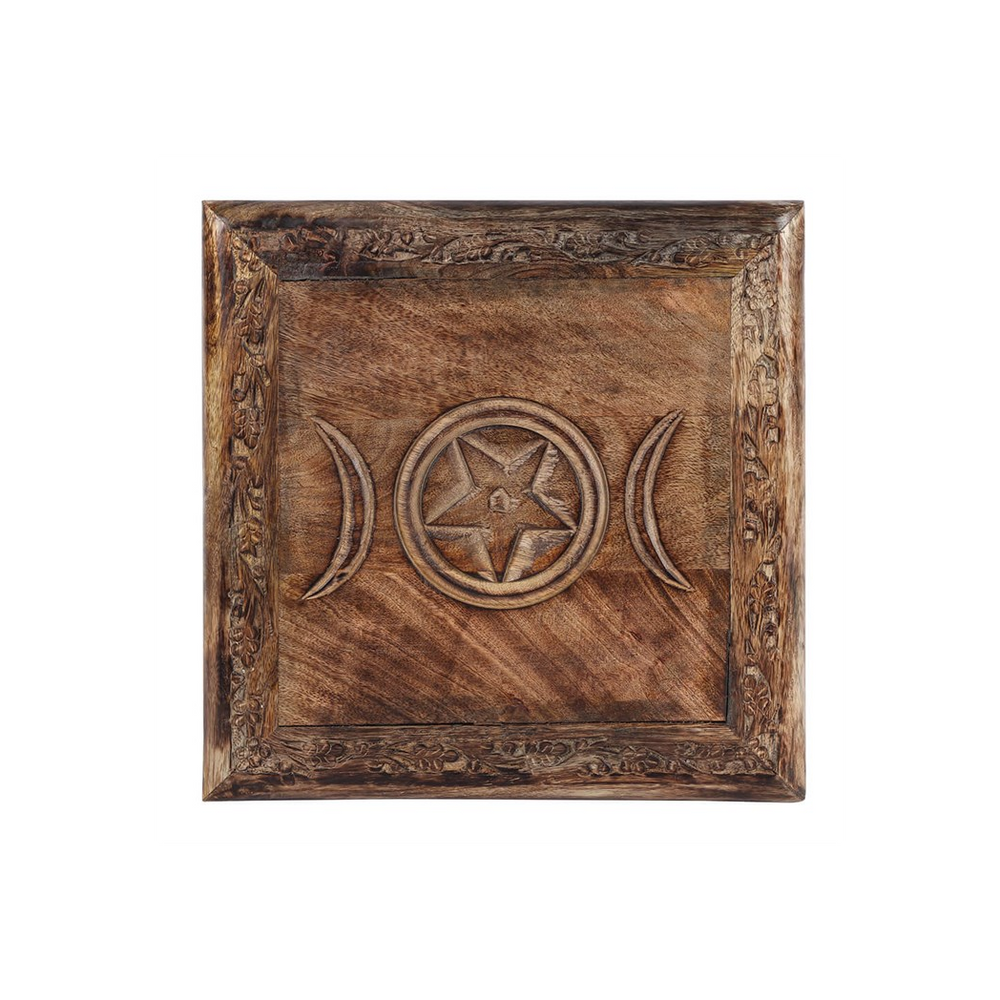 Triple Moon Altar Table with Detailed Border - Wicked Witcheries