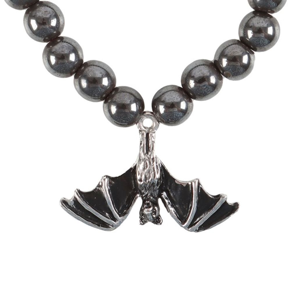 Hanging Bat Hematite Charm Bracelet - Wicked Witcheries