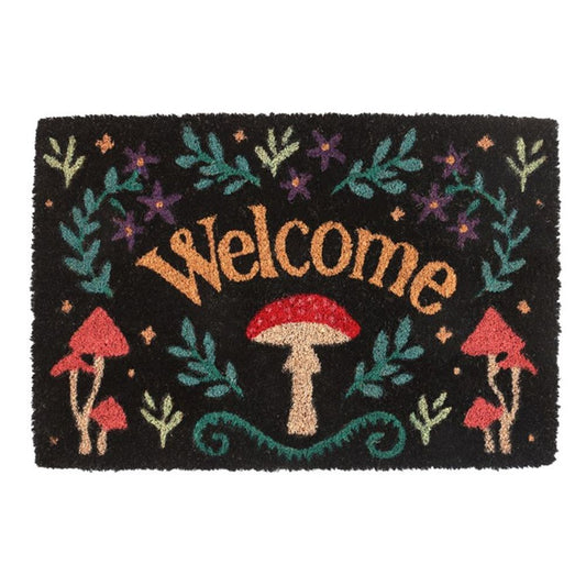 Black Mushroom Welcome Doormat - Wicked Witcheries