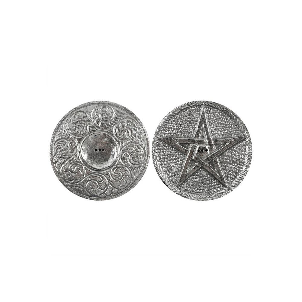 10cm Silver Pentagram Incense Holder - Wicked Witcheries