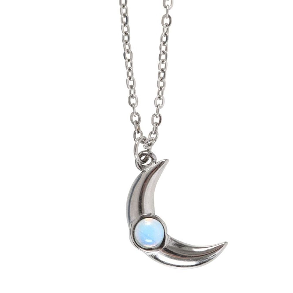 Opalite Crescent Moon Necklace Card - Wicked Witcheries