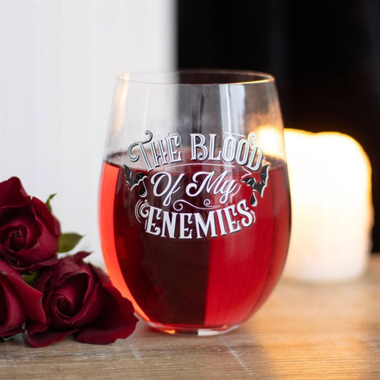 Blood Of My Enemies Stemless Wine Glass.