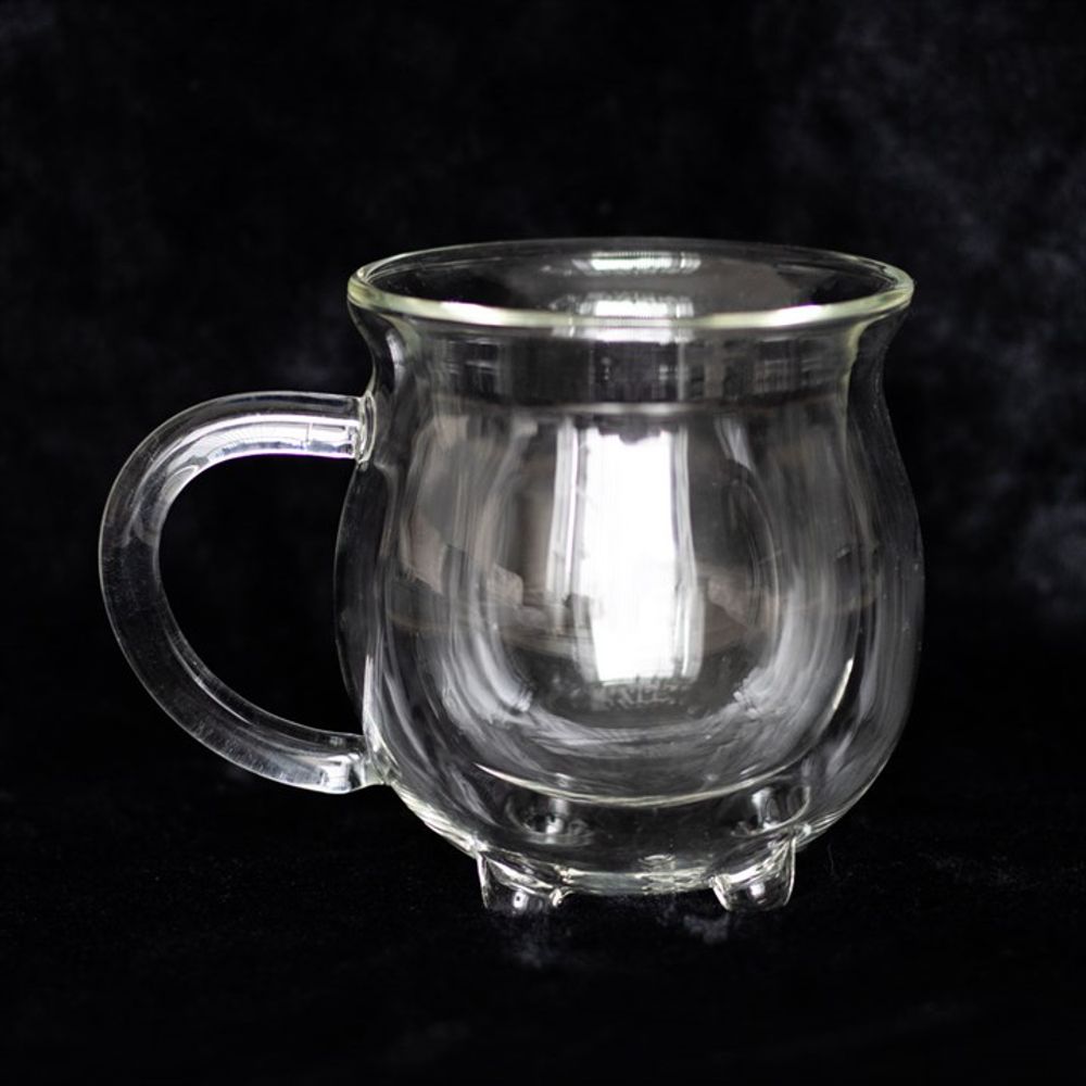 Clear Double Walled Glass Cauldron Mug.
