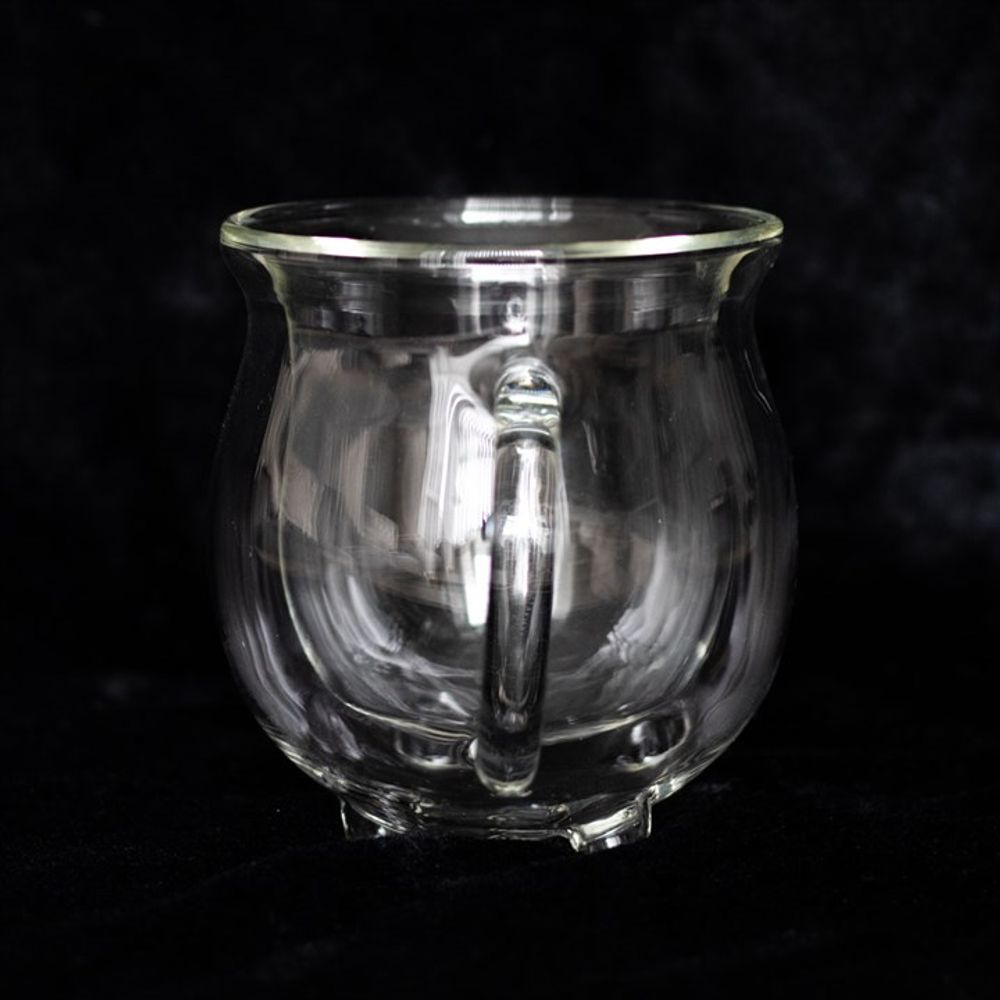 Clear Double Walled Glass Cauldron Mug.