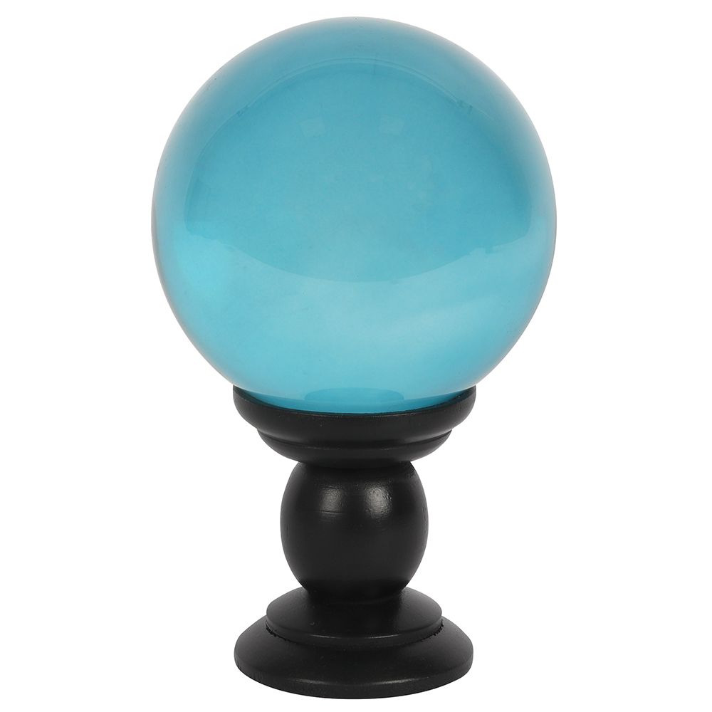 Large Teal Crystal Ball on Stand.