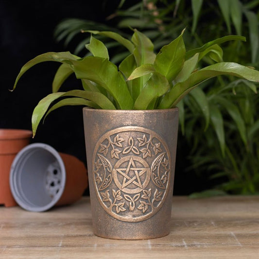 Triple Moon Bronze Terracotta Plant Pot by Lisa Parker.